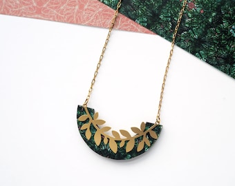 Gold Branch Necklace - Botanical Leaf Pendant, Gift For Her