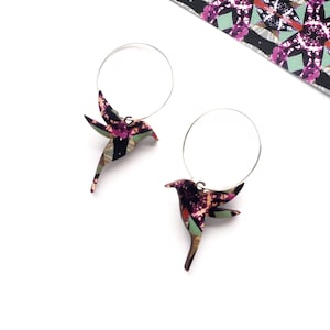 Hummingbird Hoop Earrings - Gift for wife - Gifts For Mum - Mother's Day Gift - Bird Dangle Earrings -  Bird Hoop Earrings - Gifts For Women