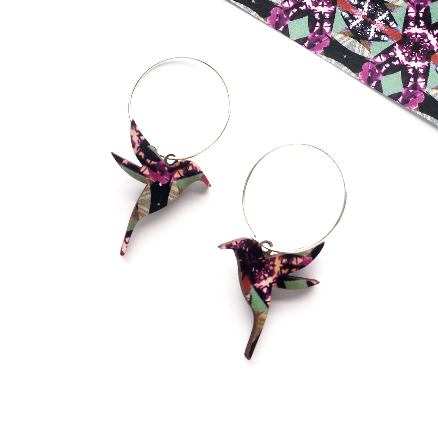 Hummingbird Hoop Earrings - Gift For Wife Gifts For Mum Stocking Fillers Bird Dangle Women