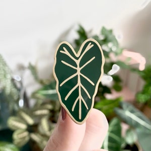 Alocasia Enamel Pin - House Plant Pin - Leaf Pin - Luxury Gold Enamel Pin - Gift For Plant Lover - Plant Lapel Pin - Hard Enamel Pin