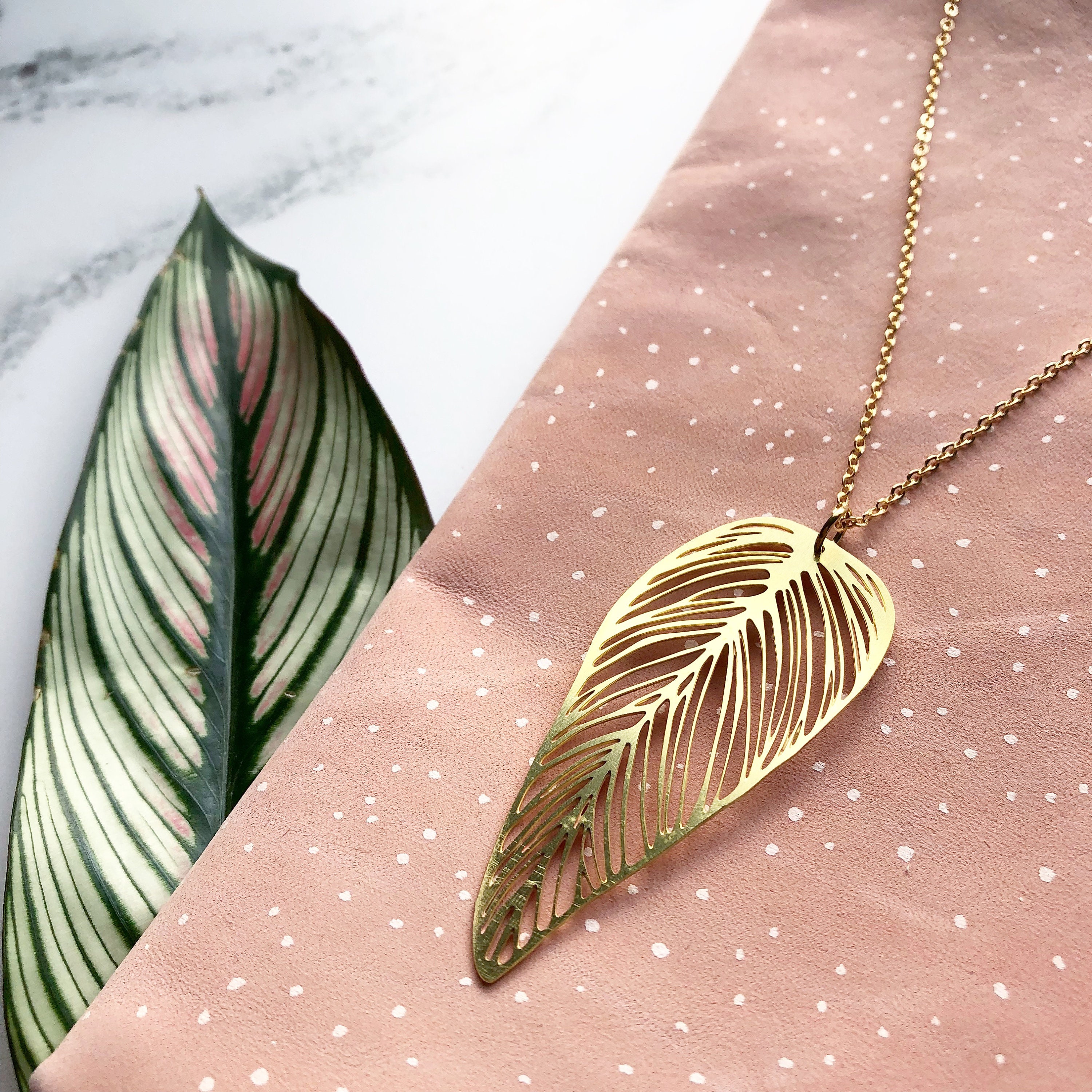 Gold Leaf Necklace - Simple Pendant Gift For Her Plant Jewellery