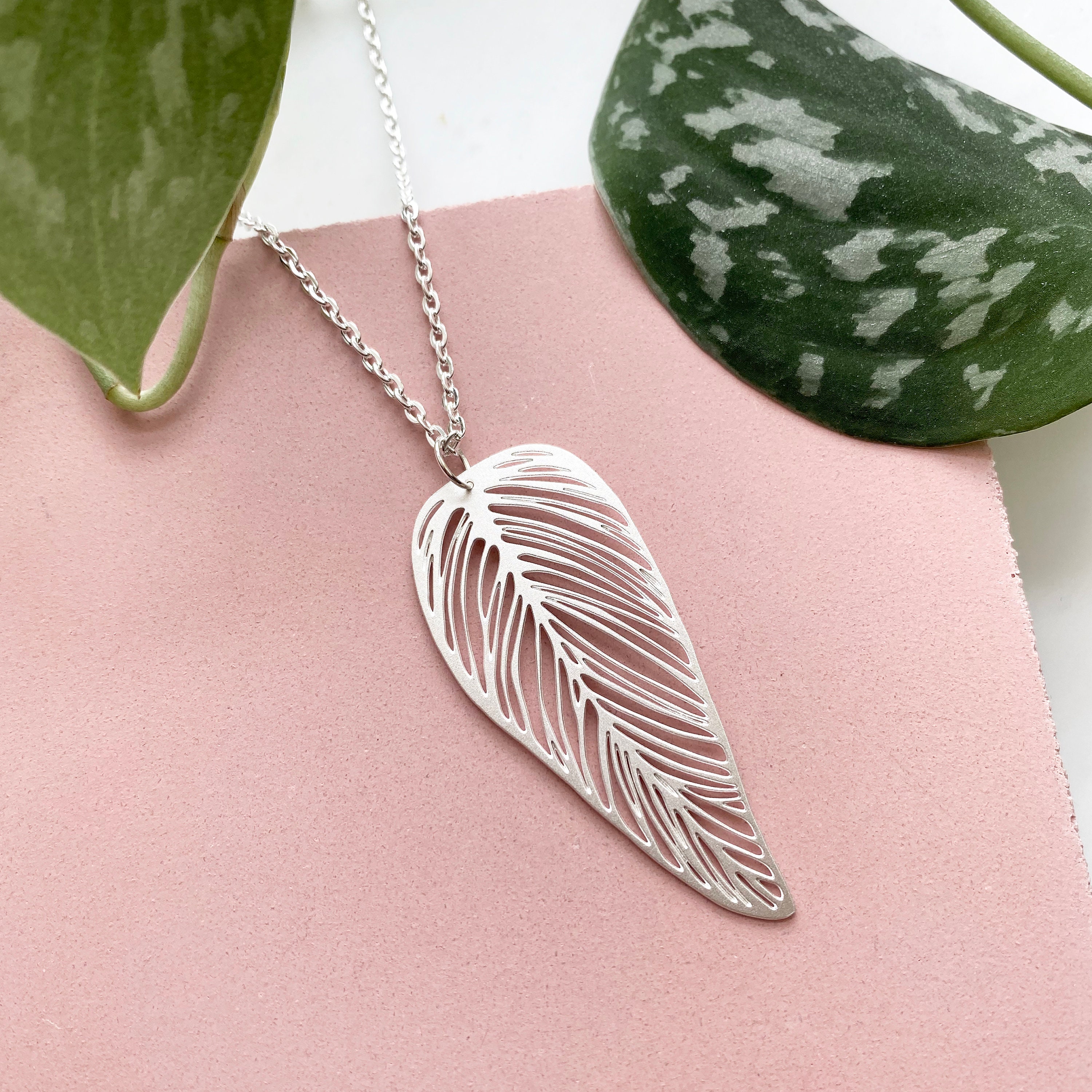 Delicate Silver Leaf Necklace - Pendant House Plant Jewellery Gift For Her