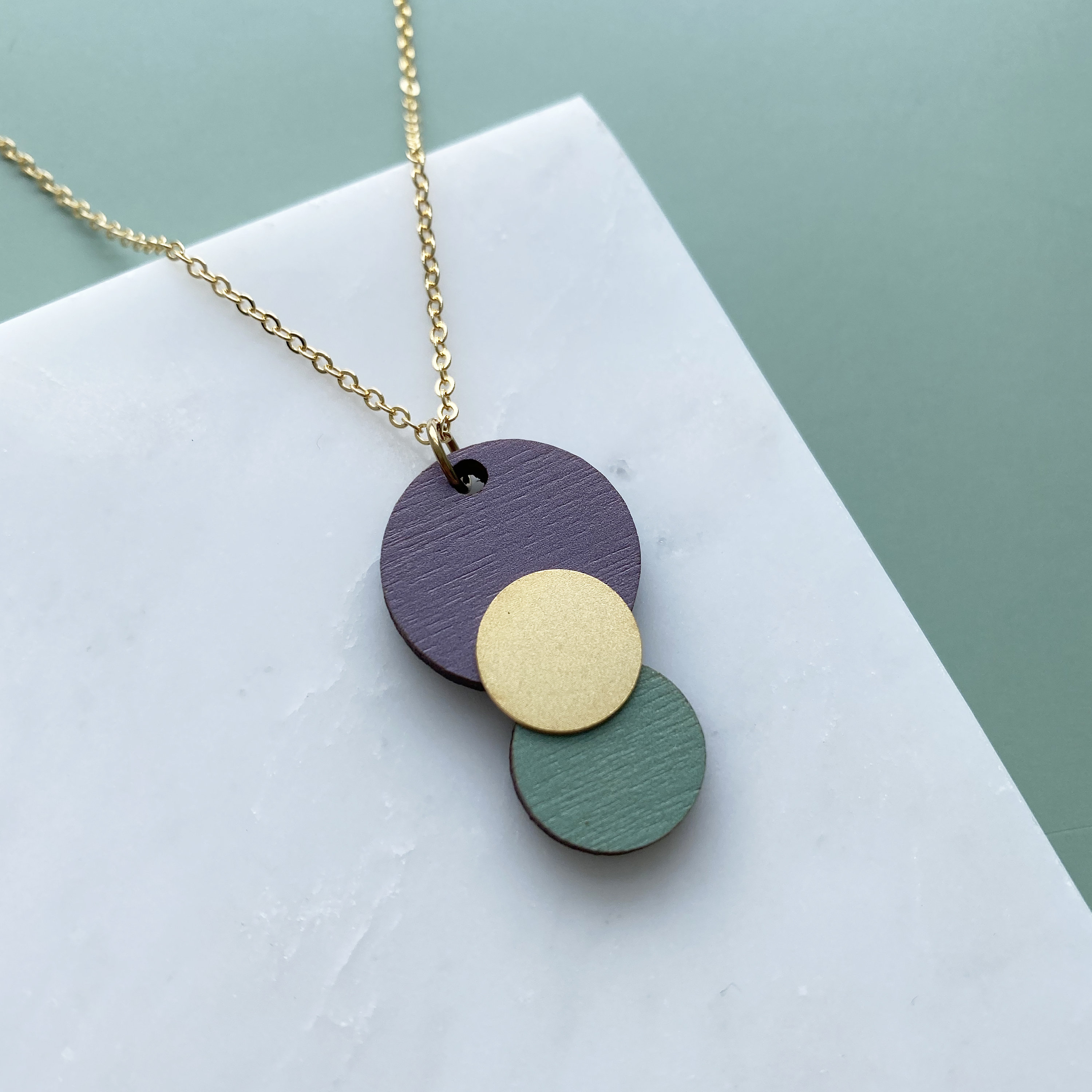 Geometric Circle Pendant - Gold Necklace Jewellery Minimalist Gift For Her 6 Colours Available