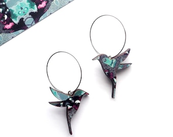 Hummingbird Hoop Earrings – Bird Lover Gift