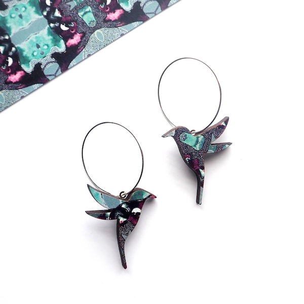 Hummingbird Hoop Earrings – Bird Lover Gift