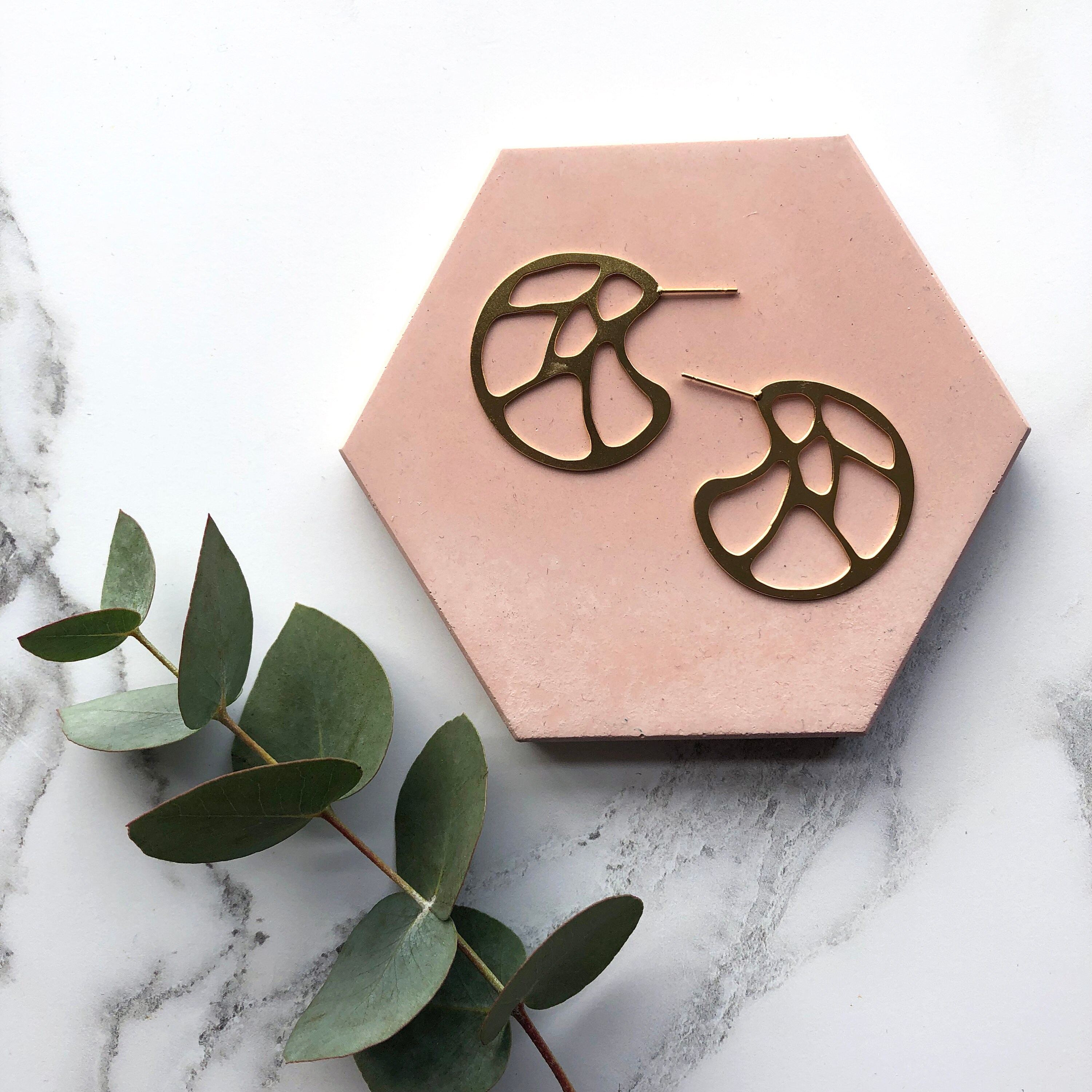 Gold Circle Statement Stud Hoop Earrings