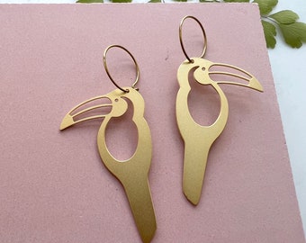 Toucan Hoop Earrings - Statement Bird Hoop Earrings - Bird Jewellery