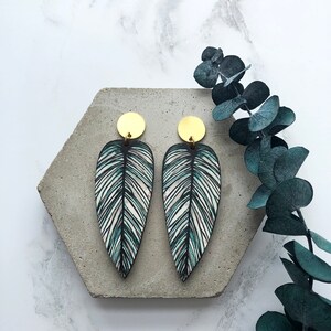 Tropical Statement Leaf Earrings Calathea Whitesar image 5