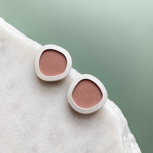 Silver Geometric Circle Stud Earrings - Minimal Earrings - Geometric Jewellery - Simple Stud Earrings - Gift For Her - Various Colours