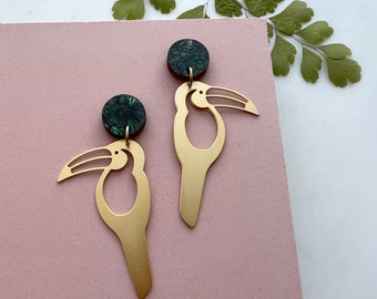 Statement Toucan Dangle Earrings – Tropical Bird Jewelry