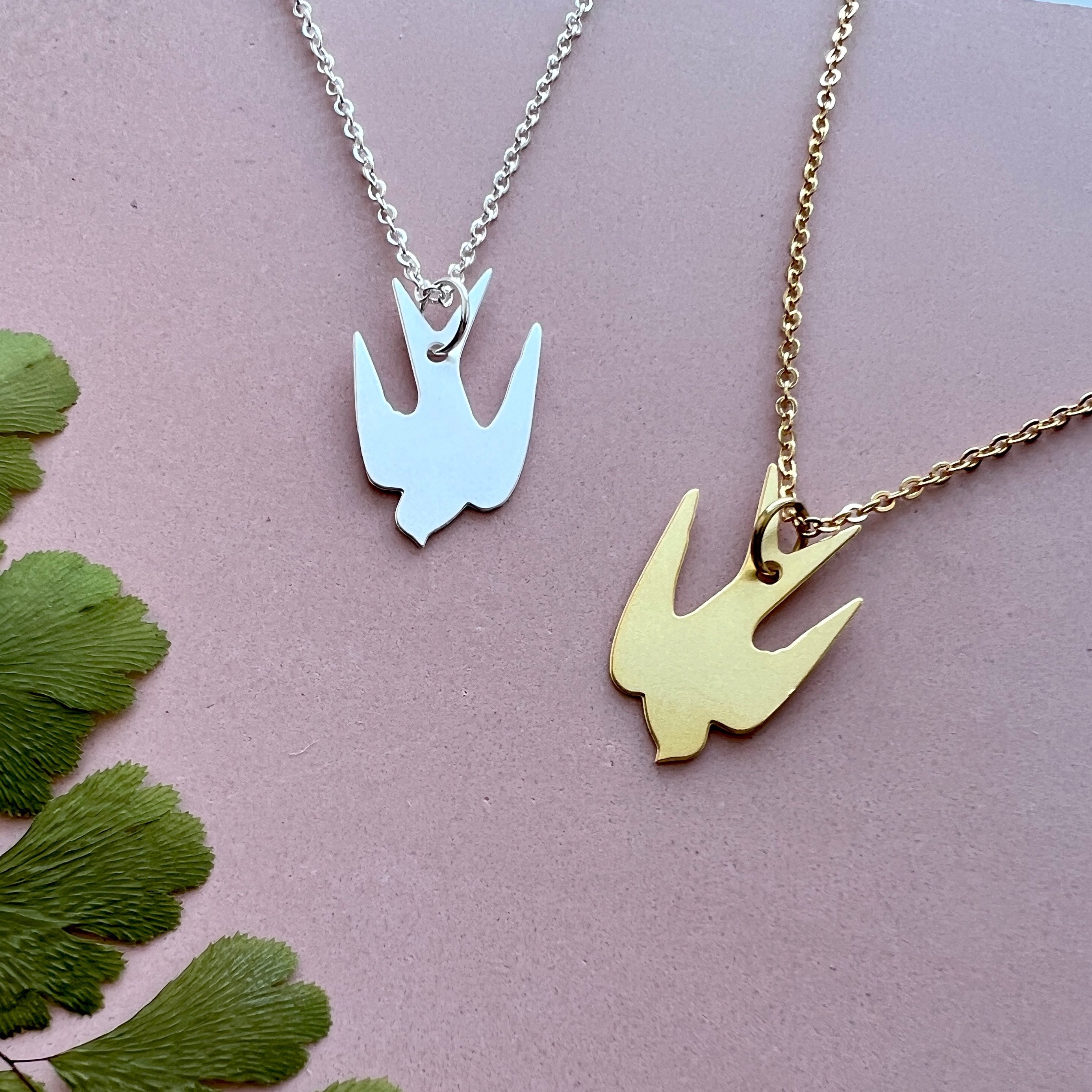 Mini Swallow Necklace - Simple Bird Pendant Jewellery Gift For Her Gold & Silver