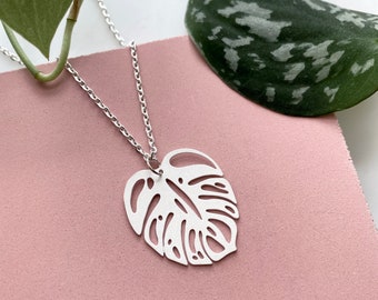 Silver Monstera Necklace - Cheese Plant Pendant - House Plant Jewellery - Leaf Necklace - Silver Leaf Jewellery - Monstera Accessory