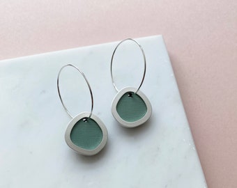 Silver Geometric Circle Hoop Earrings