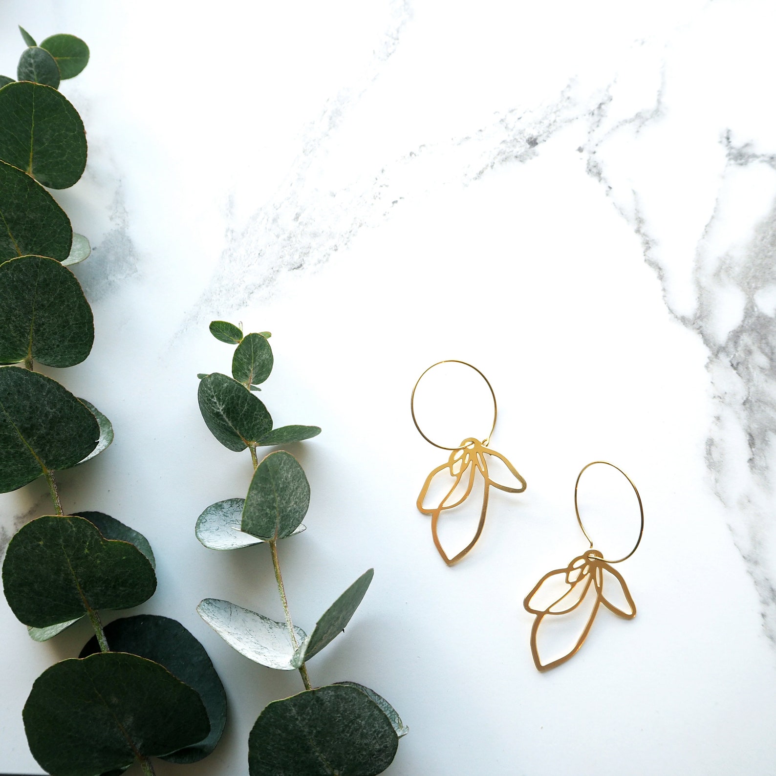 Bellflower Hoop Earrings Gold main image 1