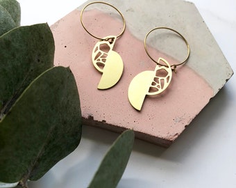 Gold Geometric Semi Circle Hoop Earrings