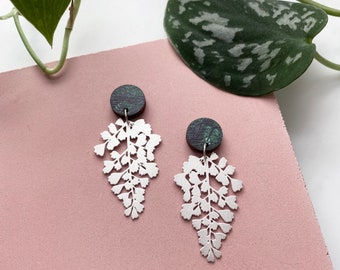 Silver Maidenhair Fern Drop Earrings - Leaf Stud Earrings - Fern Jewellery - Fern Dangle Earrings - Silver Leaf Jewellery