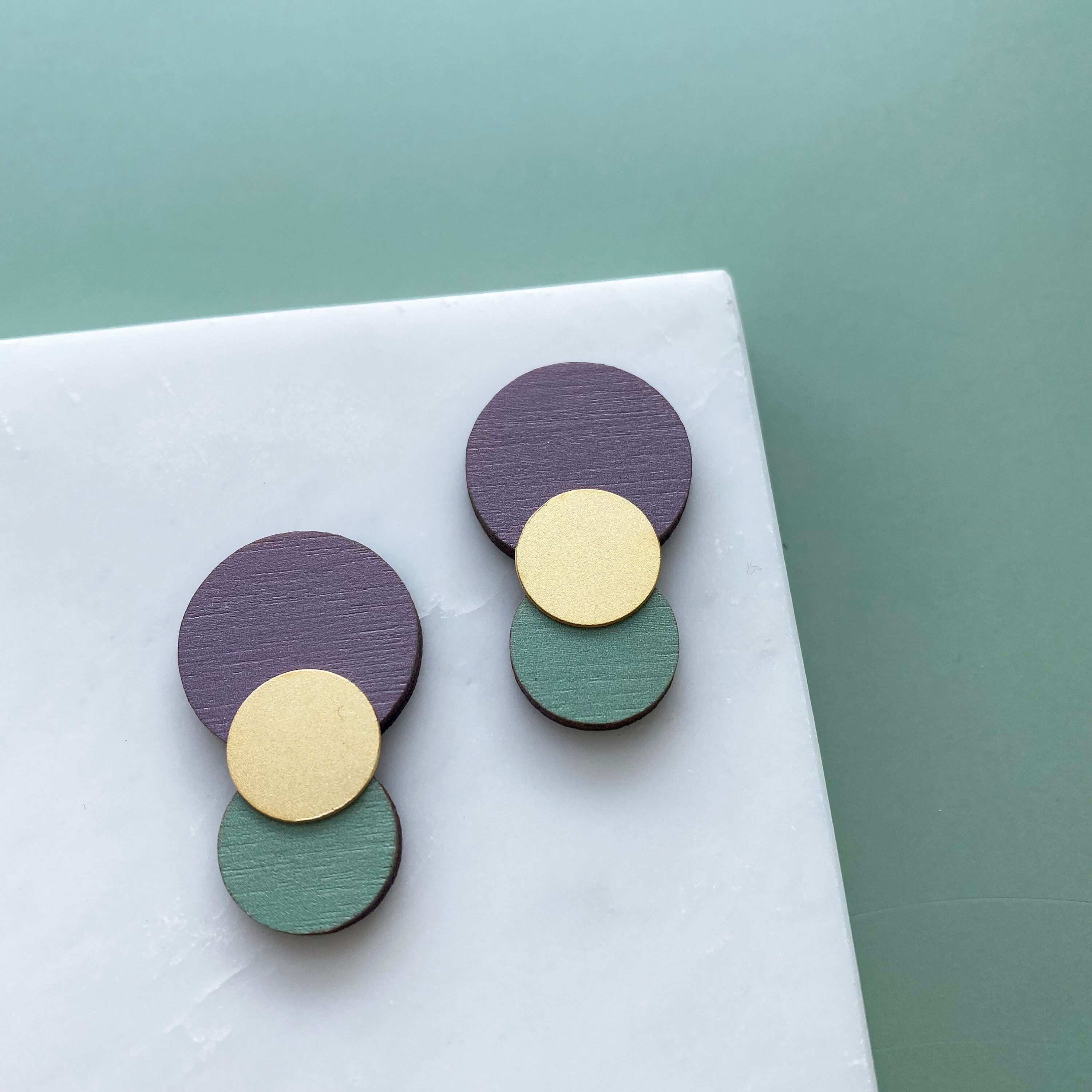 Statement Circle Stud Earrings - Geometric Gold Studs Minimal Jewellery Gift For Her 6 Colours