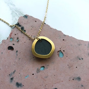 Minimal Gold & Petrol Geometric Circle Necklace