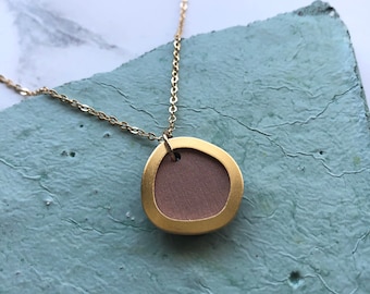Simple Pink & Gold Circle Necklace