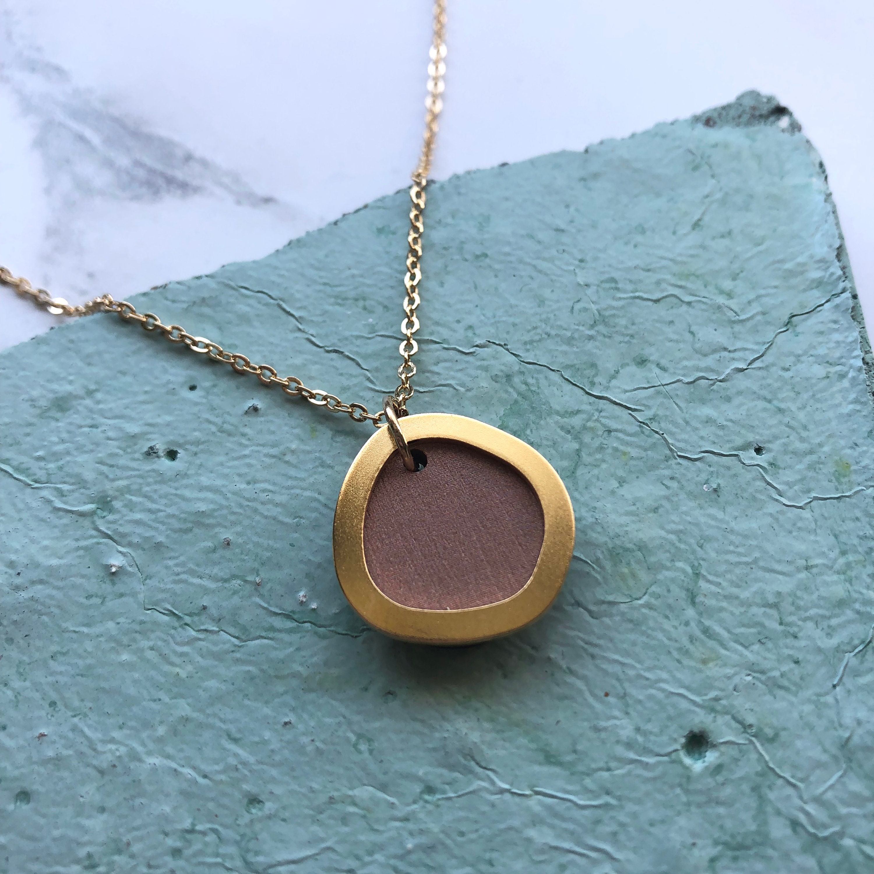 Simple Pink & Gold Circle Necklace