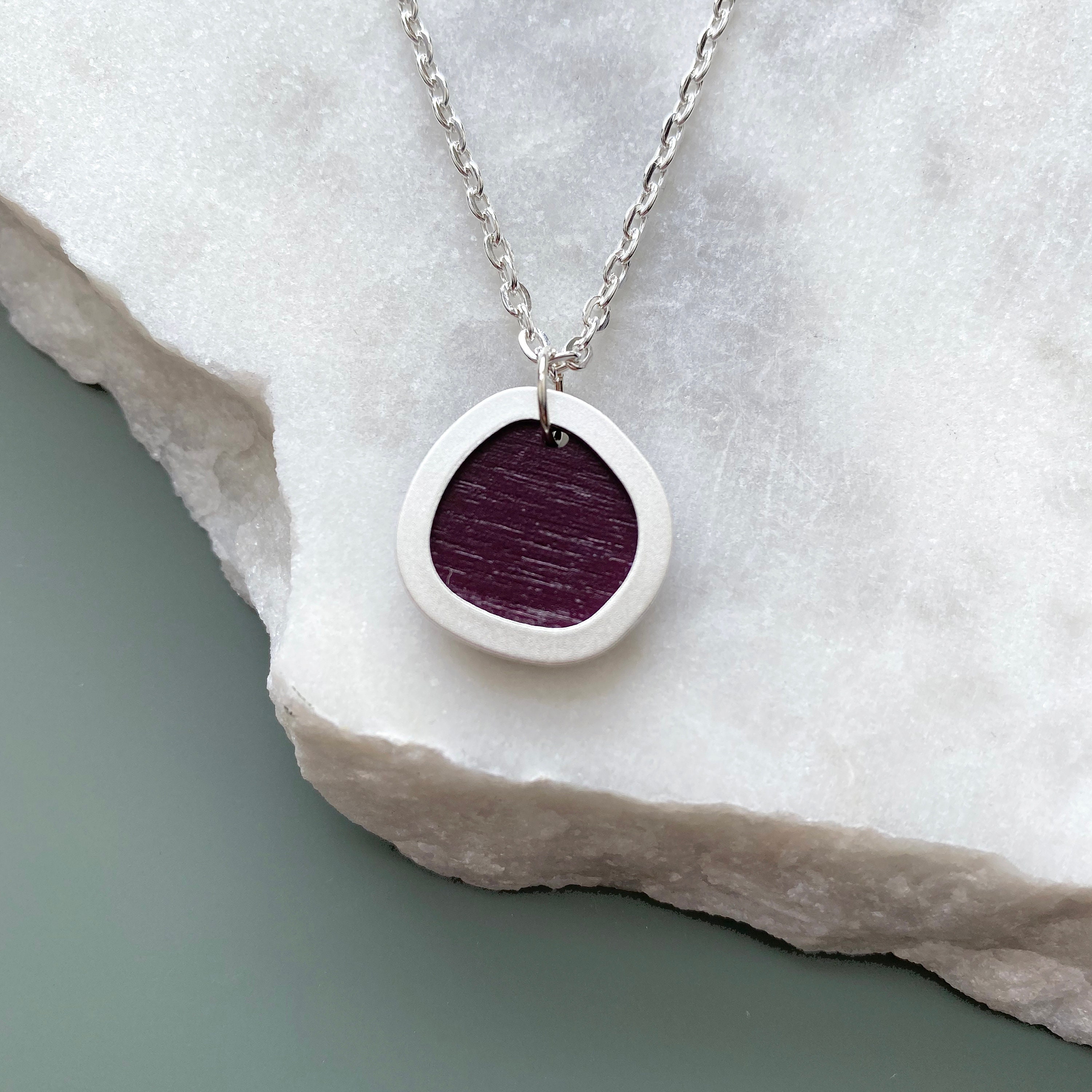 Silver Geometric Circle Necklace - Minimal Pendant Jewellery Simple Round Gift For Her 5 Colours