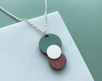 Geometric Circle Pendant - Silver Geometric Necklace - Geometric Jewellery - Minimalist Geometric Pendant - 4 Colours Available