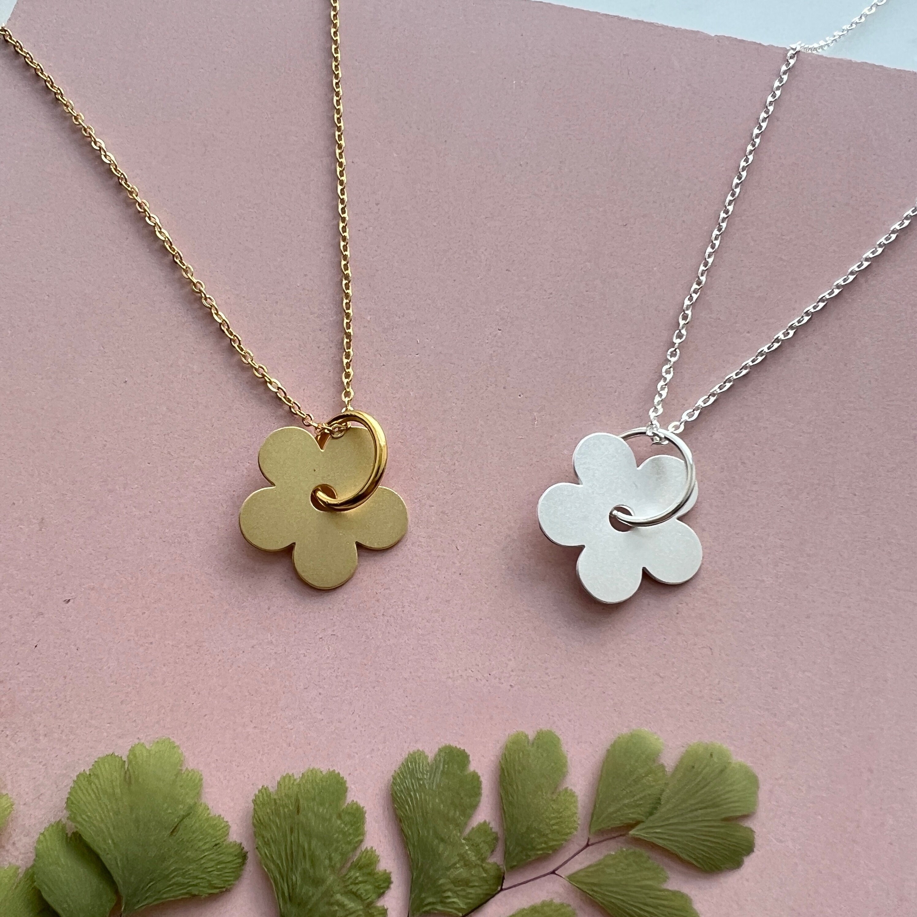 Mini Flower Necklace - Simple Floral Pendant Gold & Silver Options