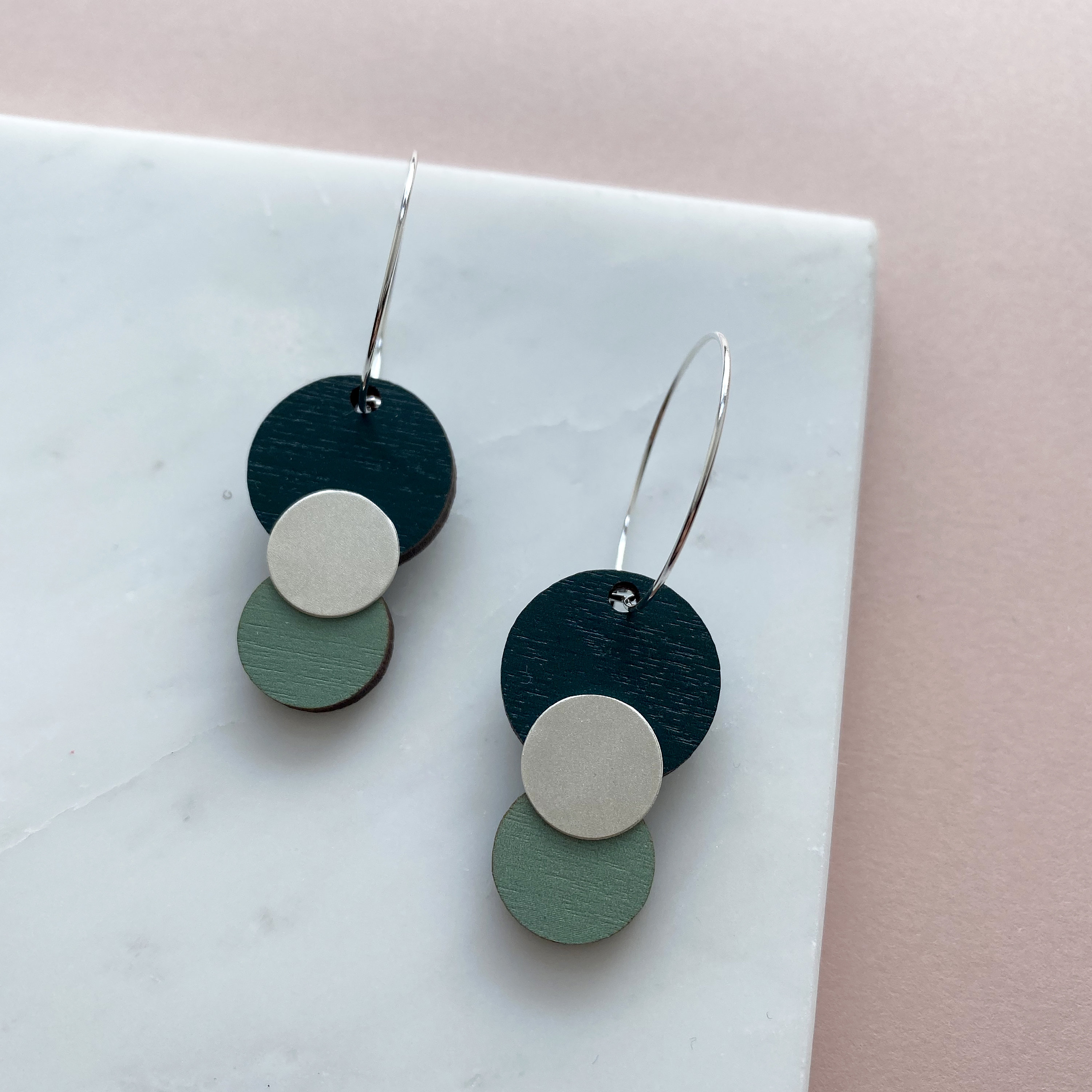 statement Circle Hoop Earrings - Geometric Silver Hoops Minimal Jewellery Gift For Her 6 Colours
