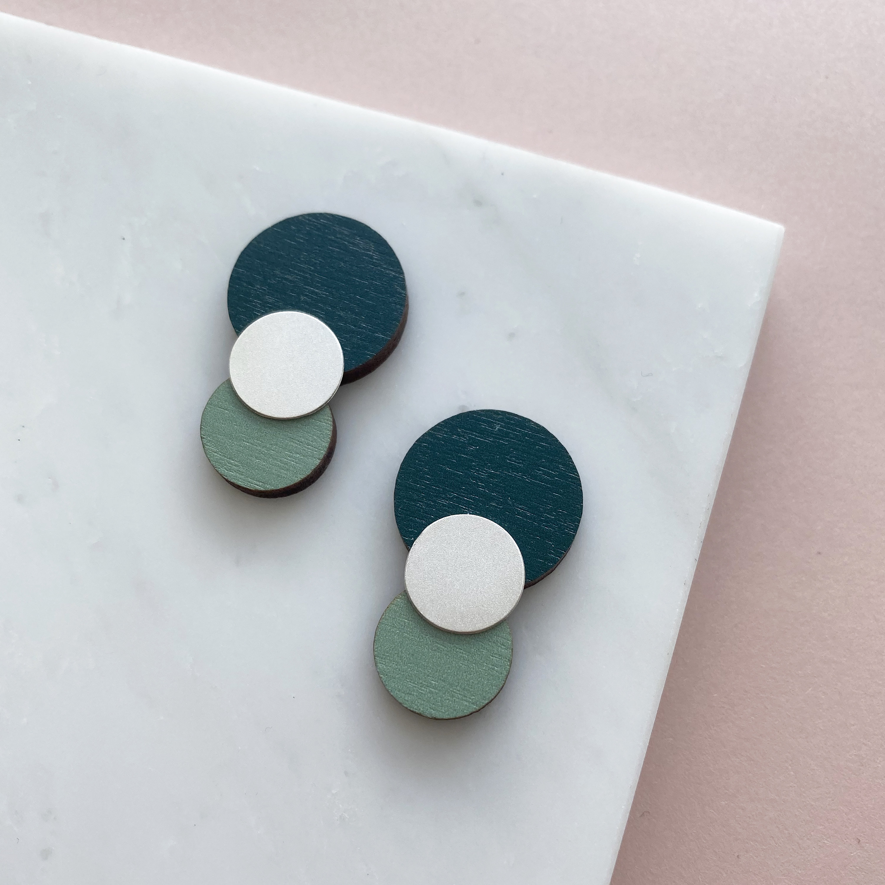 Statement Circle Stud Earrings - Geometric Silver Studs Minimal Jewellery Gift For Her 4 Colours