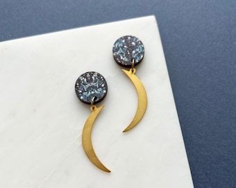 Celestial Moon Drop Earrings – Gold, Silver, Rose Gold