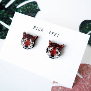 Tiger Earrings - Tiger Studs -Tiger Jewellery - Animal Stud Earrings - Jungle Earrings - Tiger Gift - Tiger Illustration - Tiger Print