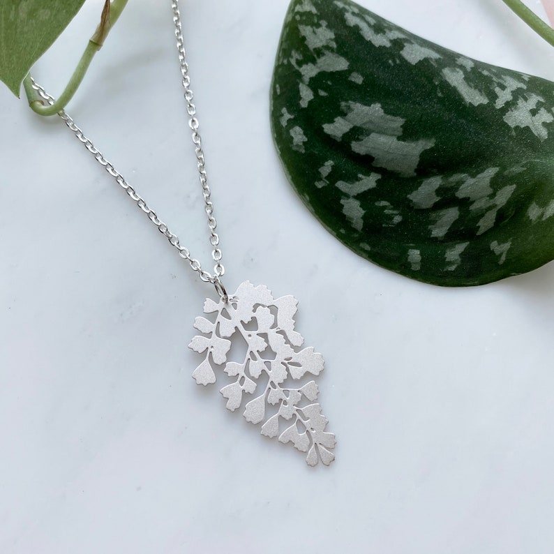 Silver Maidenhair Fern Necklace Leaf Pendant Fern Jewellery Fern Necklace Silver Leaf Jewellery Plant Necklace Gift For Her image 2