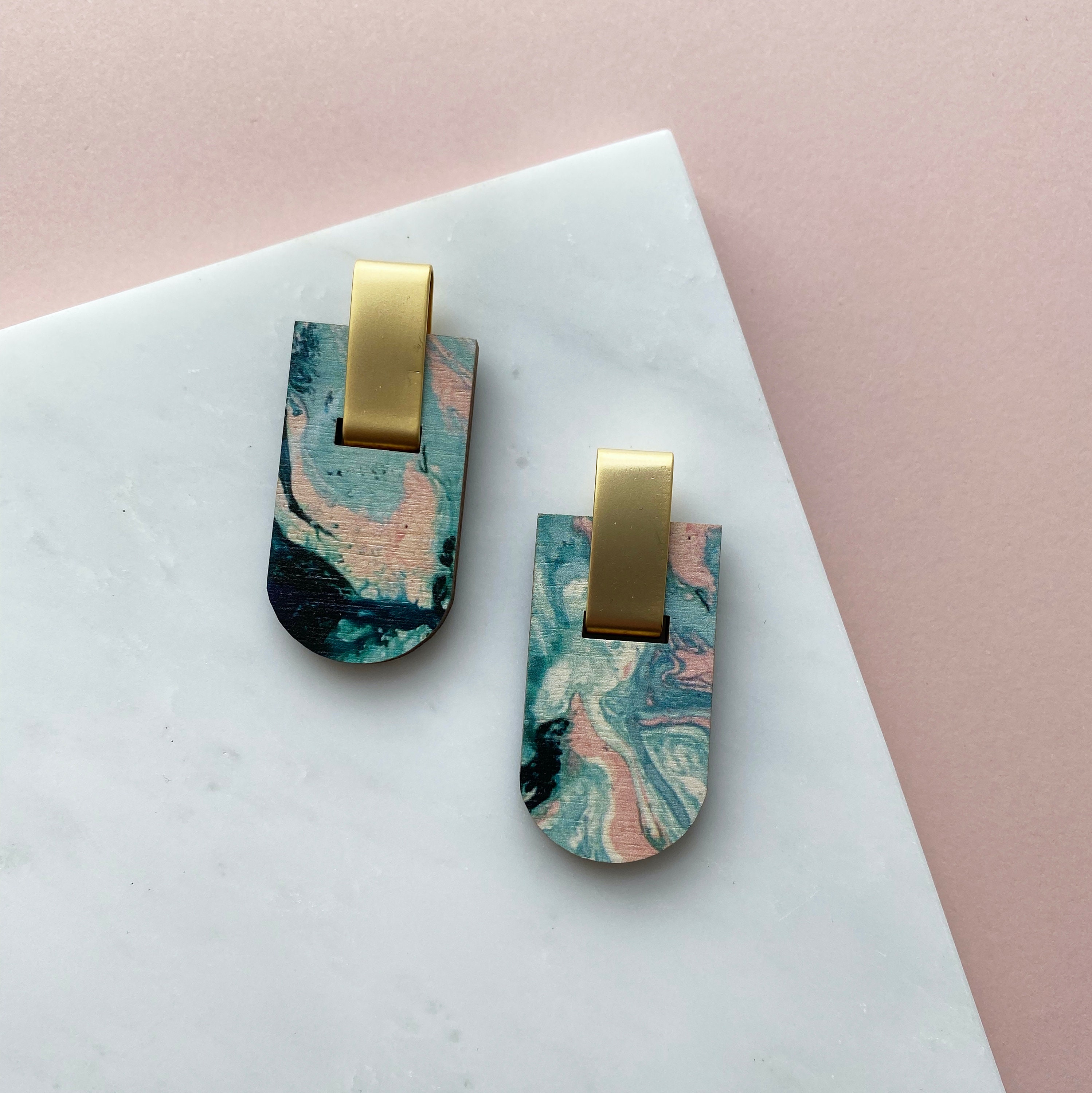 Marble Arch Stud Earrings - Geometric Organic Arc Gifts For Her Pastel Handmade