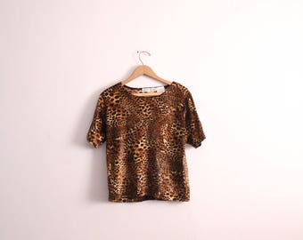 Blusa Terciopelo Años 90 Estampado Guepardo