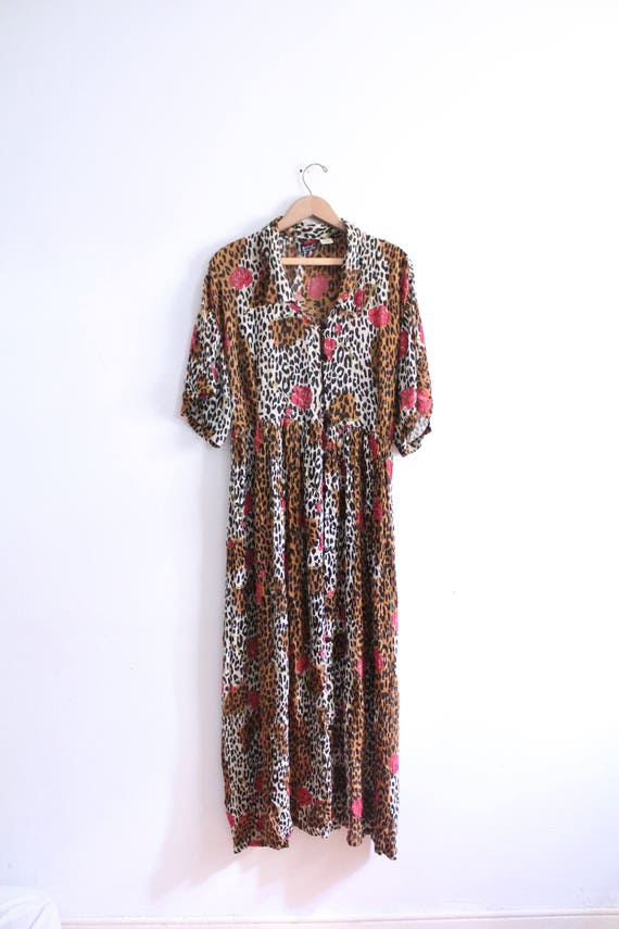 Cheetah Rose Flowy 90s Maxi Dress