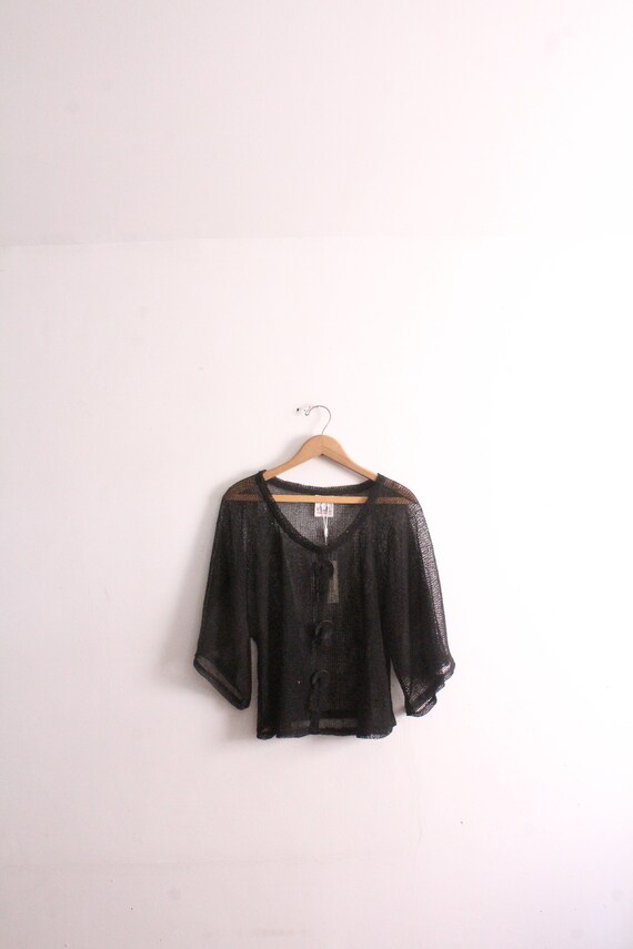 Black Mesh 90s Beach Goth Shirt