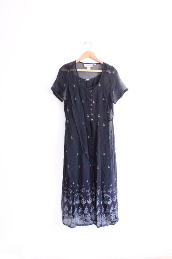 Sheer Mesh Layered 90s Maxi Dress