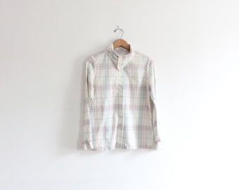 Color Grid 70s Handkerchief Collar Shirt