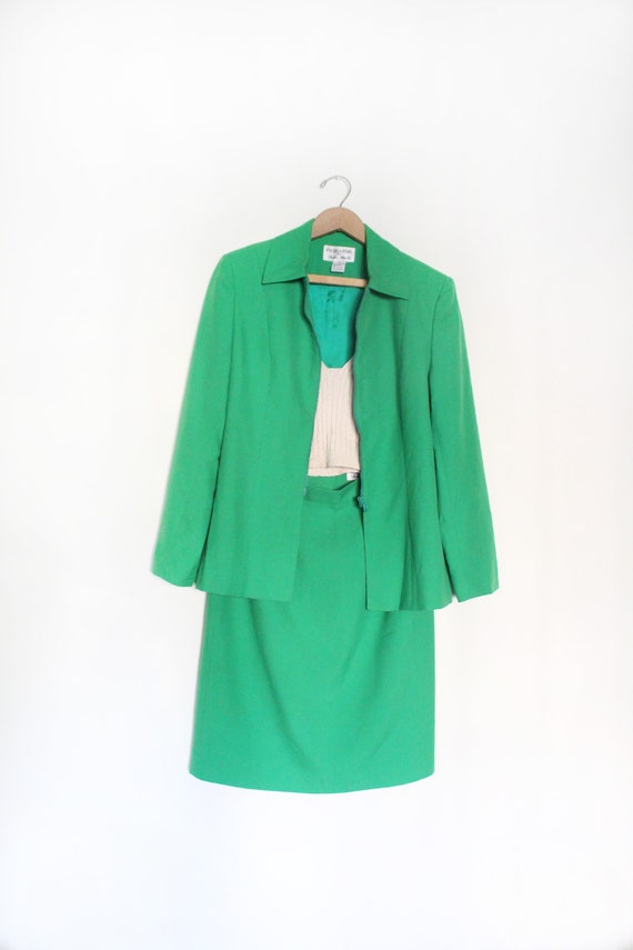 Kelly Green 90s Skirt Suit