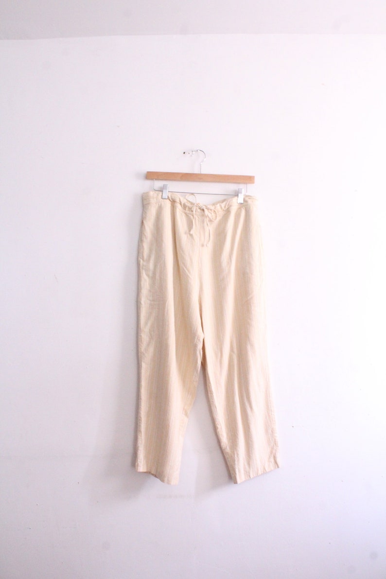 Yellow Striped 90s Cropped Pants