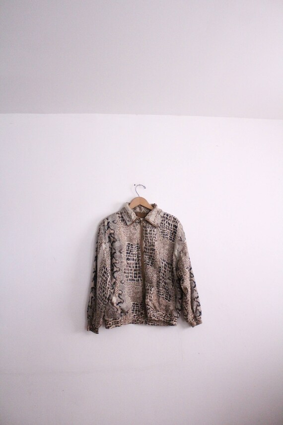 Snakeskin Pattern Silk Windbreaker Jacket