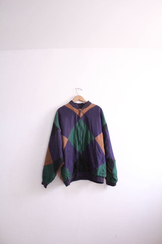 Colorblocked Diamond Silk Windbreaker Jacket