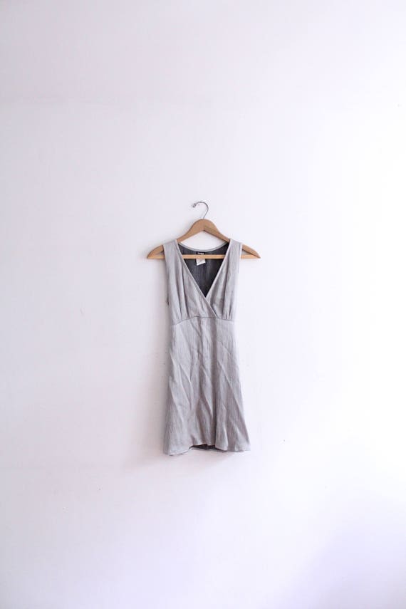 Silver Satin 90s Mini Dress