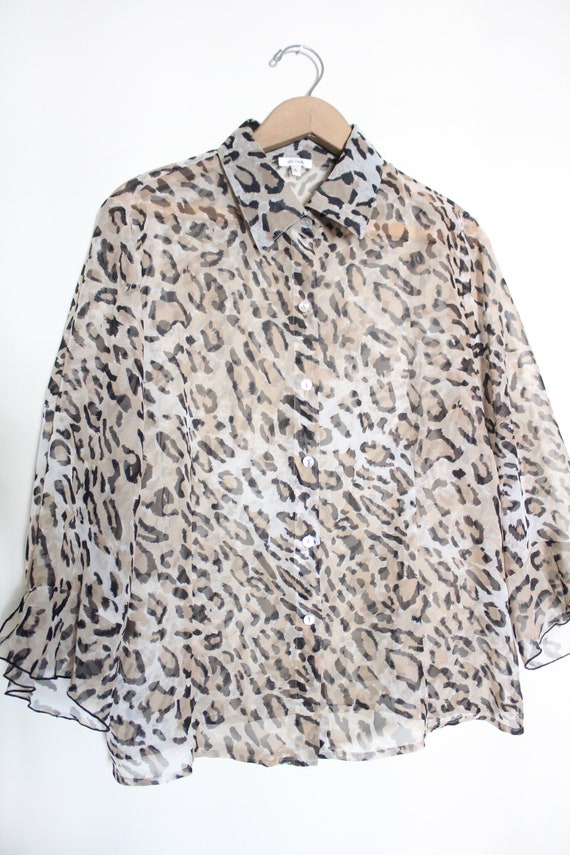 Cheetah Print 90s Chiffon Blouse - Gem