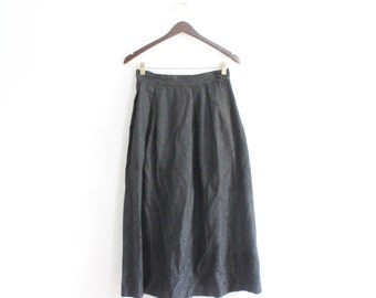 Black Brocade 80s Full Midi Skirt