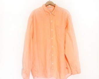 Soft Orange Linen Button Down Shirt