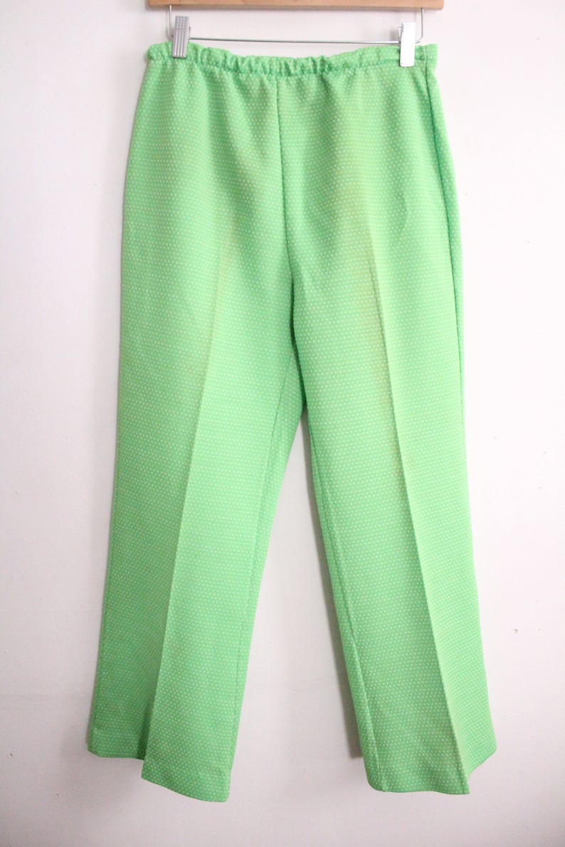 Lime Green 70s Knit Pants - Etsy