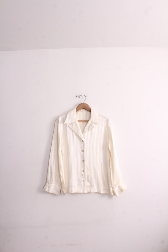 Creamy Satin Pajama Blouse