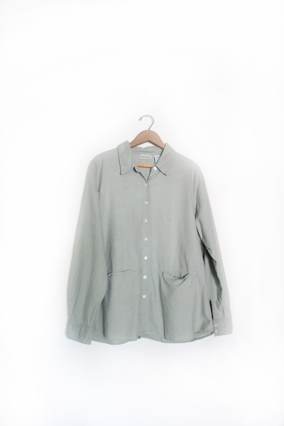 Sage Linen Button Down Shirt