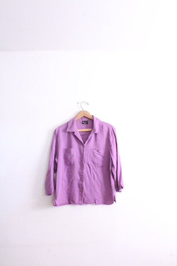 Minimal Grape Silk 90s Blouse